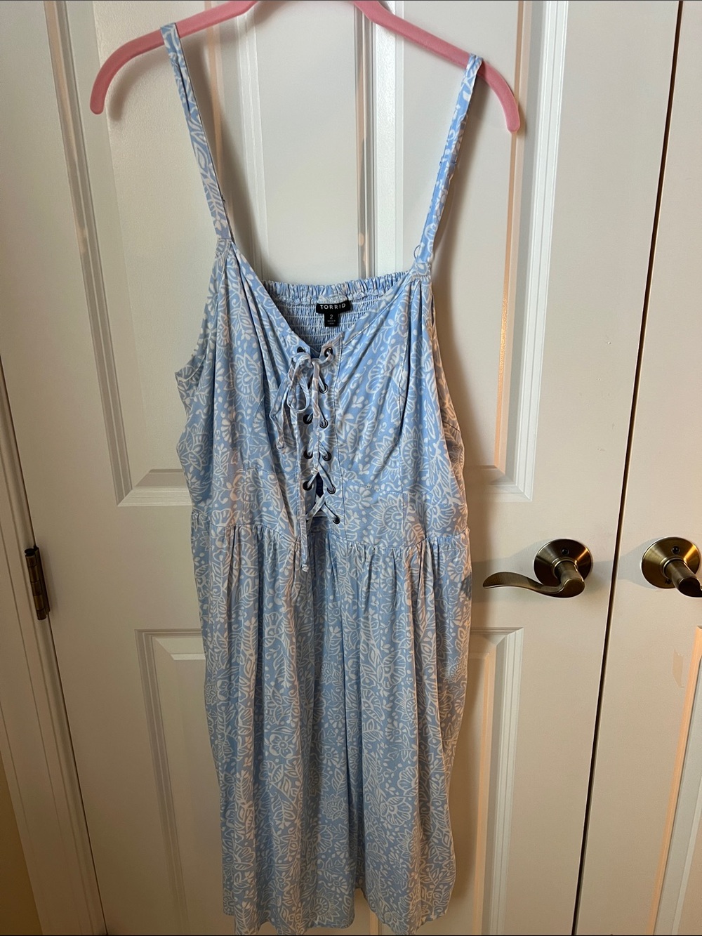 torrid Pale Blue Floral Lace-Up Midi Dress